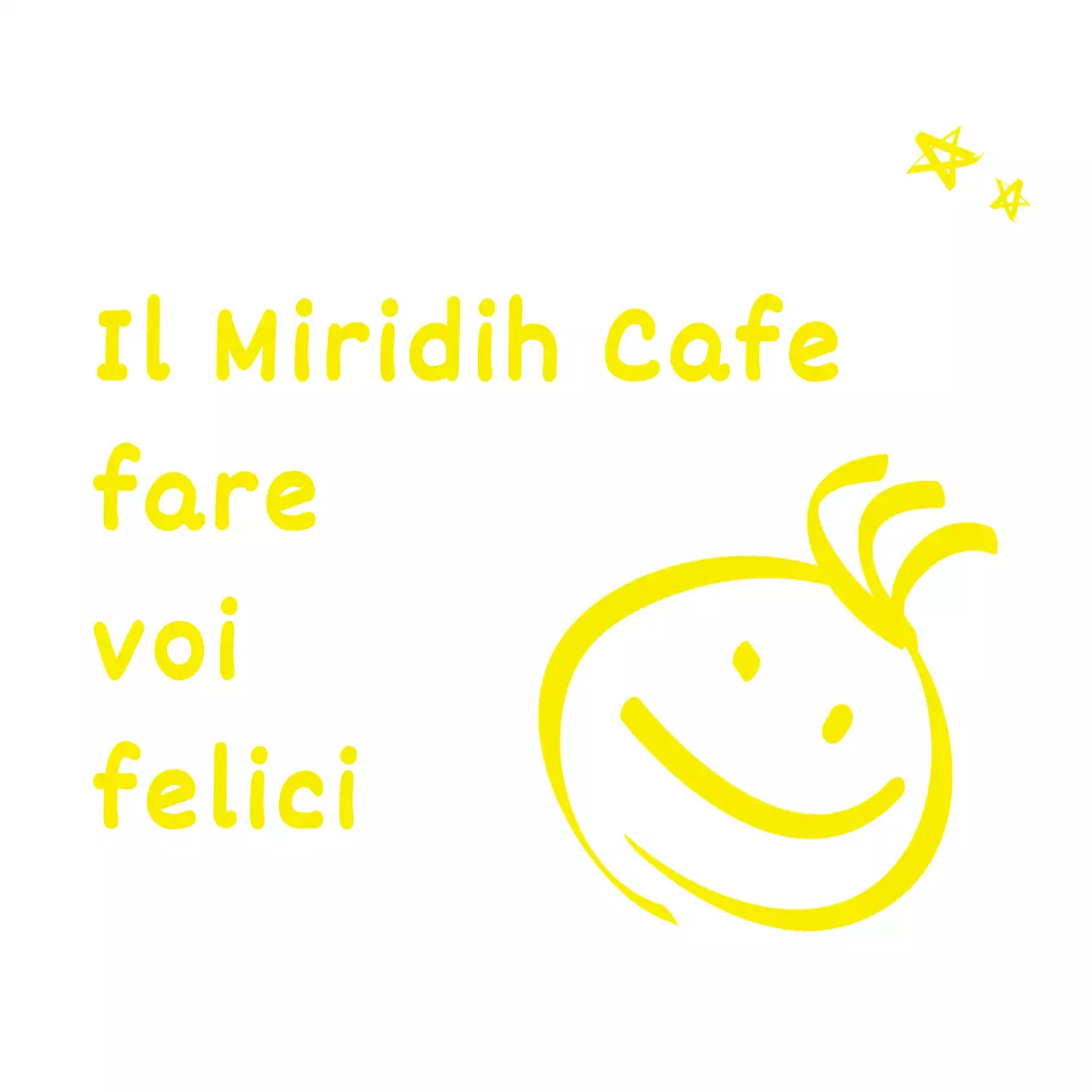 Stile caffetteria che combina simpatiche illustrazioni gialle e frasi di testo