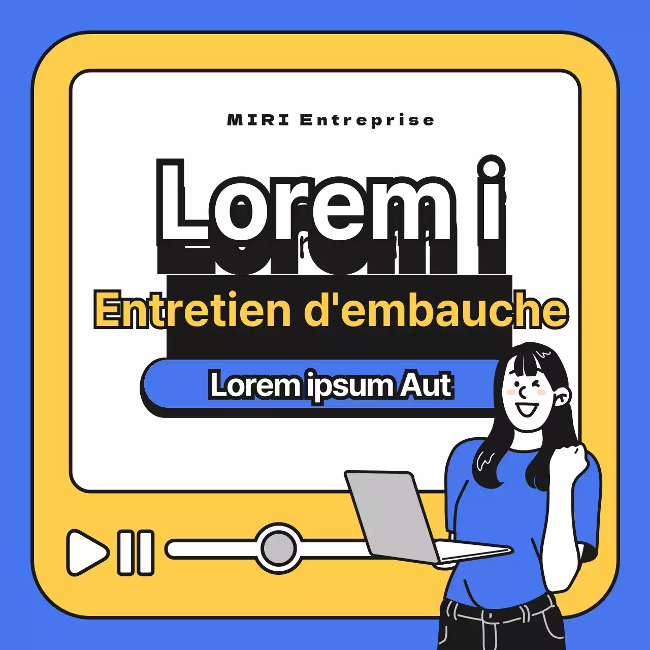 Une simple promotion d'entretien d'embauche bleue et jaune