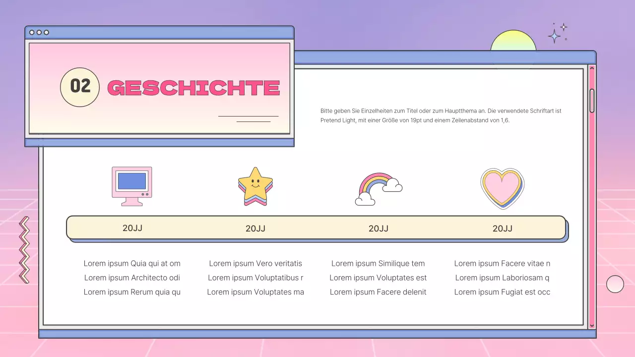 Ein kitschiges Unternehmensprofil mit rosa Farbverläufen