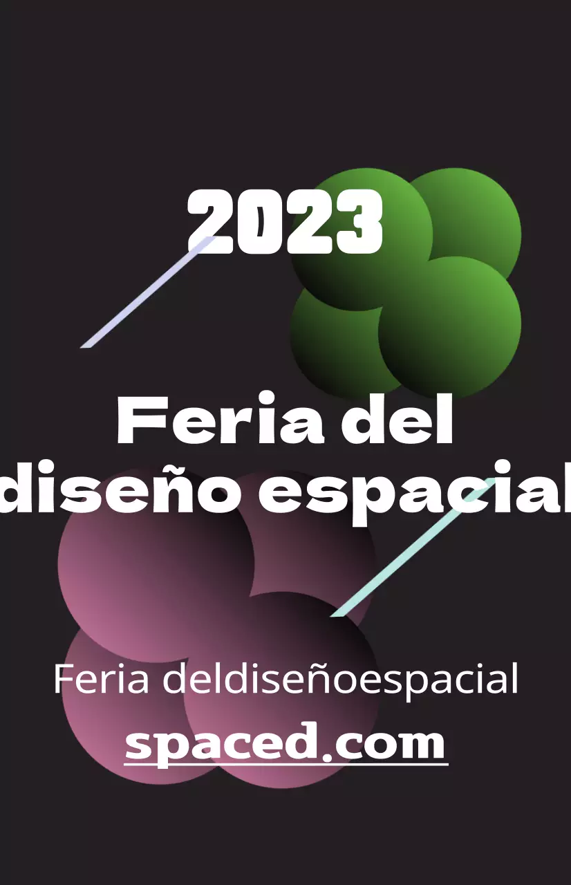 Promueva una feria de diseño espacial con coloridas ilustraciones de formas y texto.