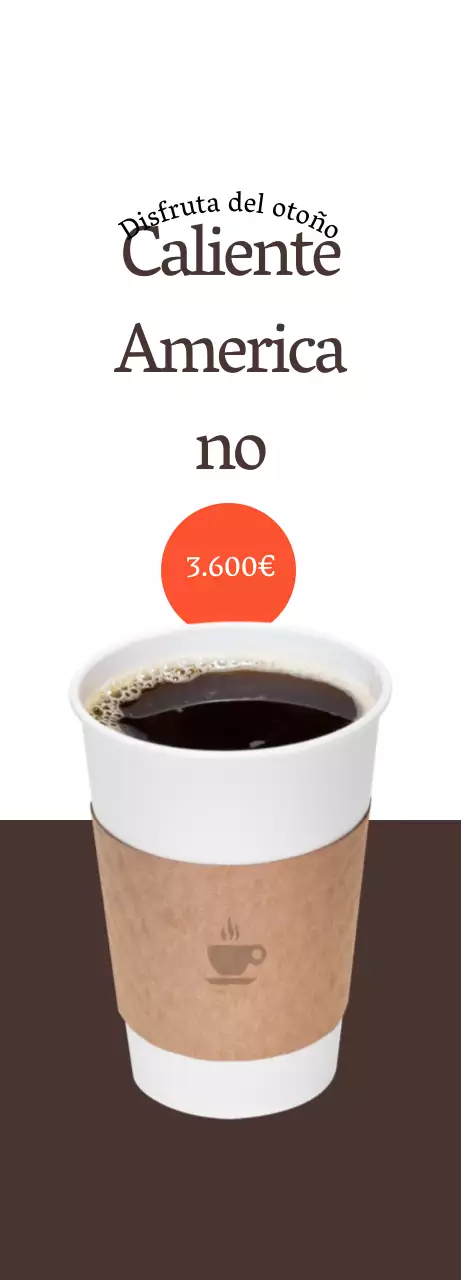 Promocione su café en blanco, contraste marrón