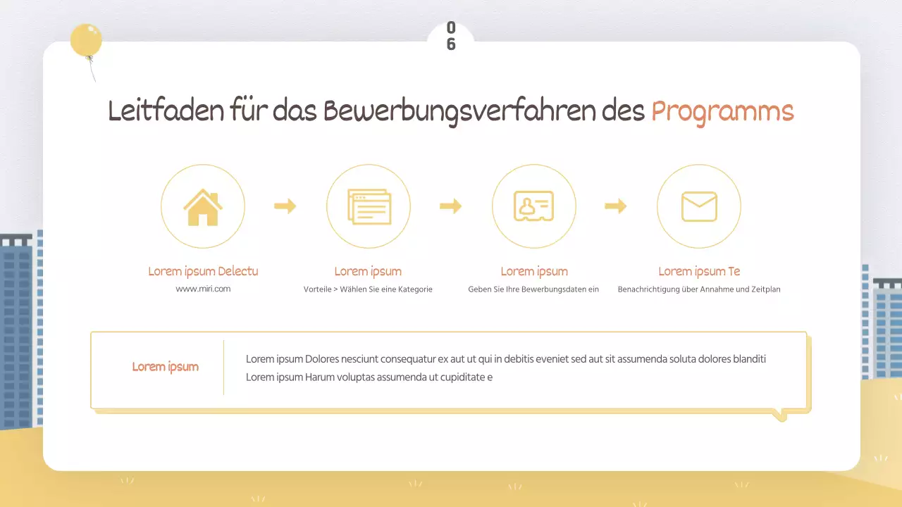 Leuchtend gelber und weißer Programmführer für Regierungsstellen