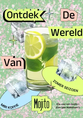 Nieuw mojito-menu met trendy chartreuse en roze kleuren