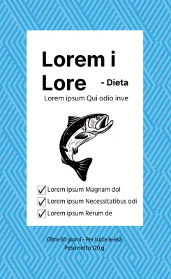 Etichetta per crocchette per animali domestici con motivo illustrato blu