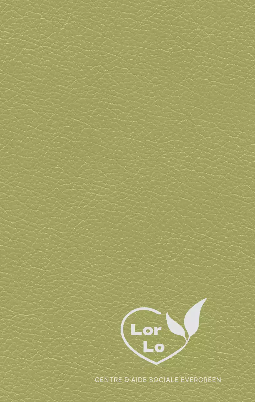 Couverture d'agenda du Welfare Centre avec un logo composé de cœurs et de feuilles