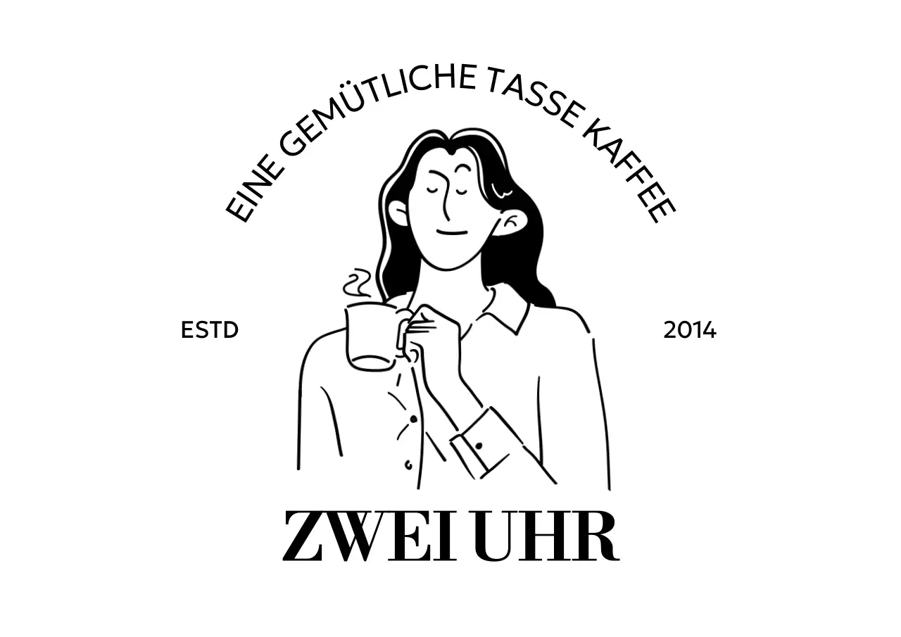 Für ein Café mit der Illustration einer schwarz gekleideten Frau, die Kaffee trinkt