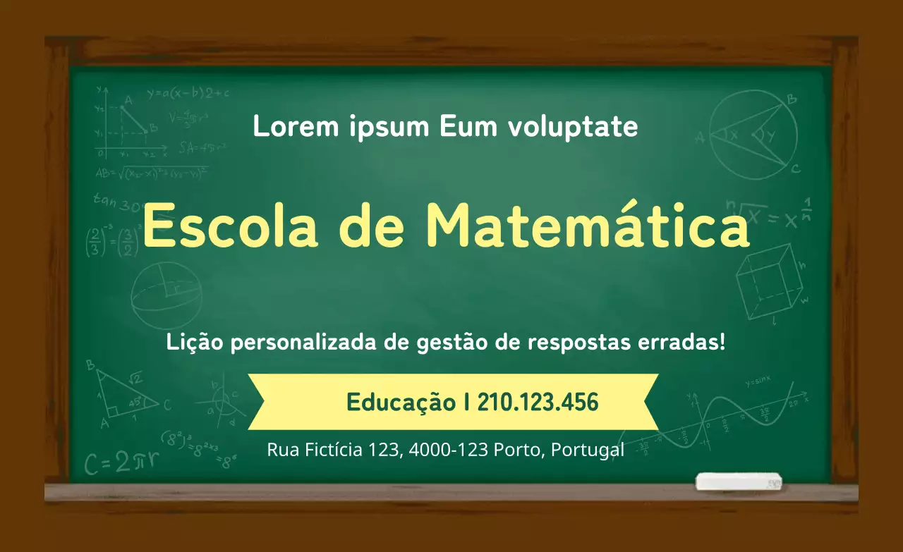 Quadro verde amarelo para promover a matemática na escola