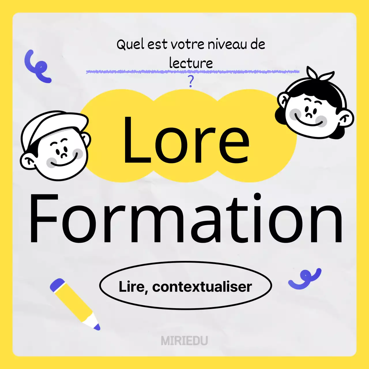 Promouvoir l'alphabétisation avec un concept de gribouillis kitsch jaune-bleu