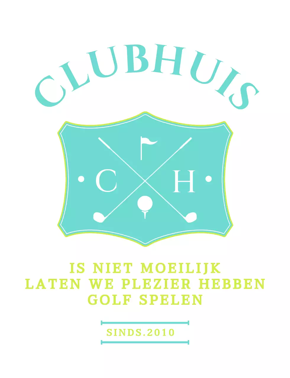 Een eenvoudig, stijlvol ontwerp voor golfclubleden in mint en chartreuse.