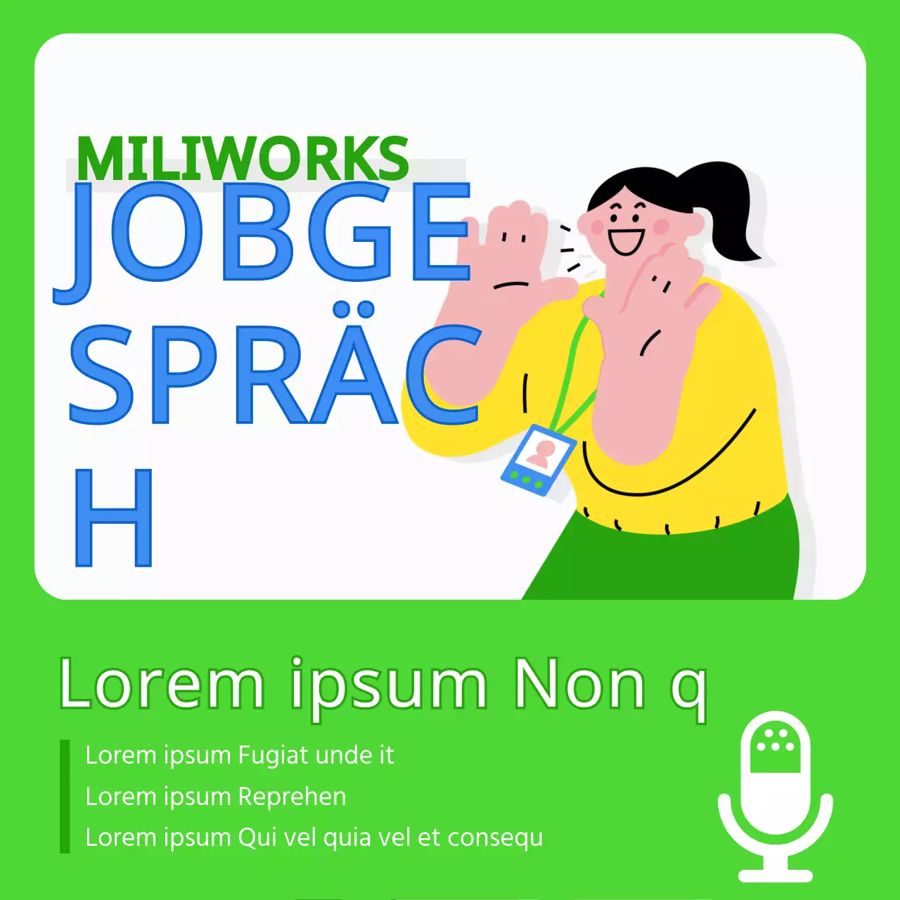 Kitschige Post für Vorstellungsgespräche in Chartreuse und Blau