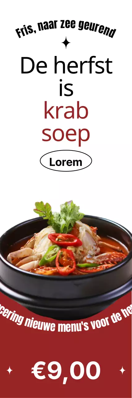 Herfstige seizoenscatering met vette lettertypes, fotolay-outs en rode accenten