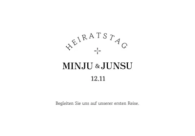 Ein einfacher klassischer Hochzeitseinladungsumschlag mit schwarzem Text und Illustrationen.