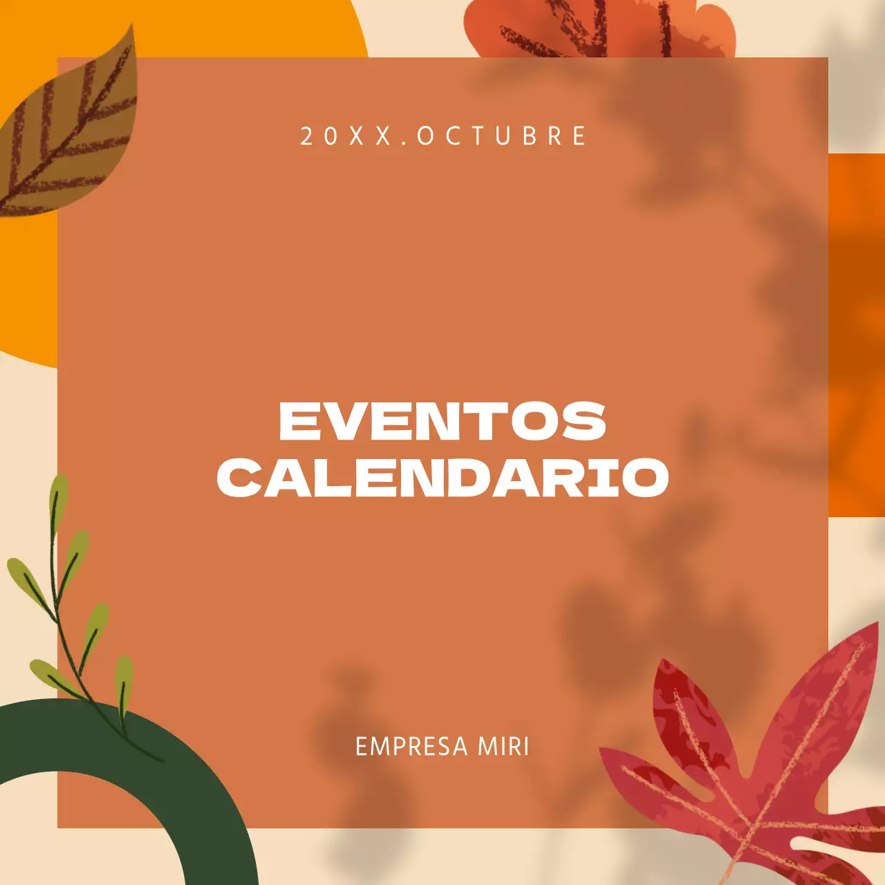 Anuncio del evento de otoño marrón y tropical