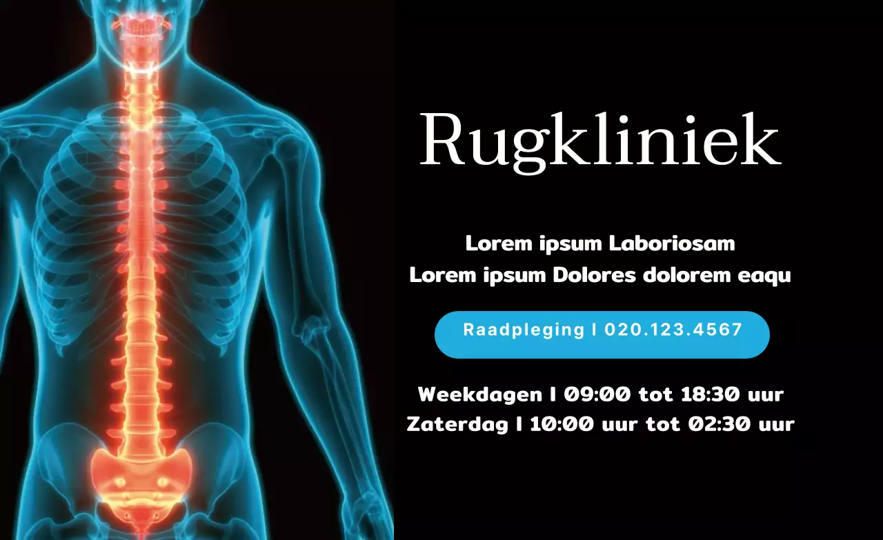 Zwart en blauw 3D illustratie ruggengraat ziekenhuis promotie