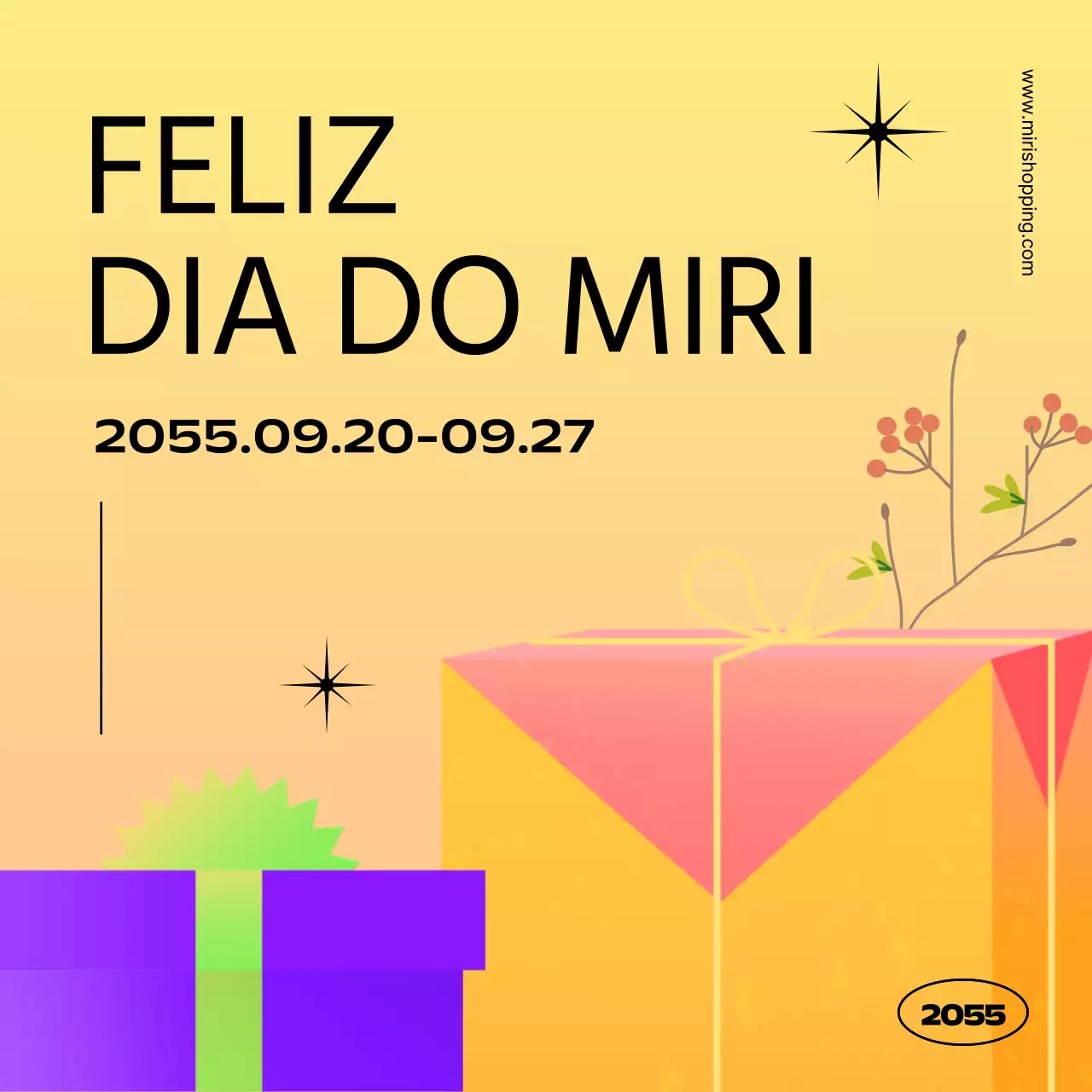 Anúncio simples de promoção de um evento com prendas em amarelo e laranja