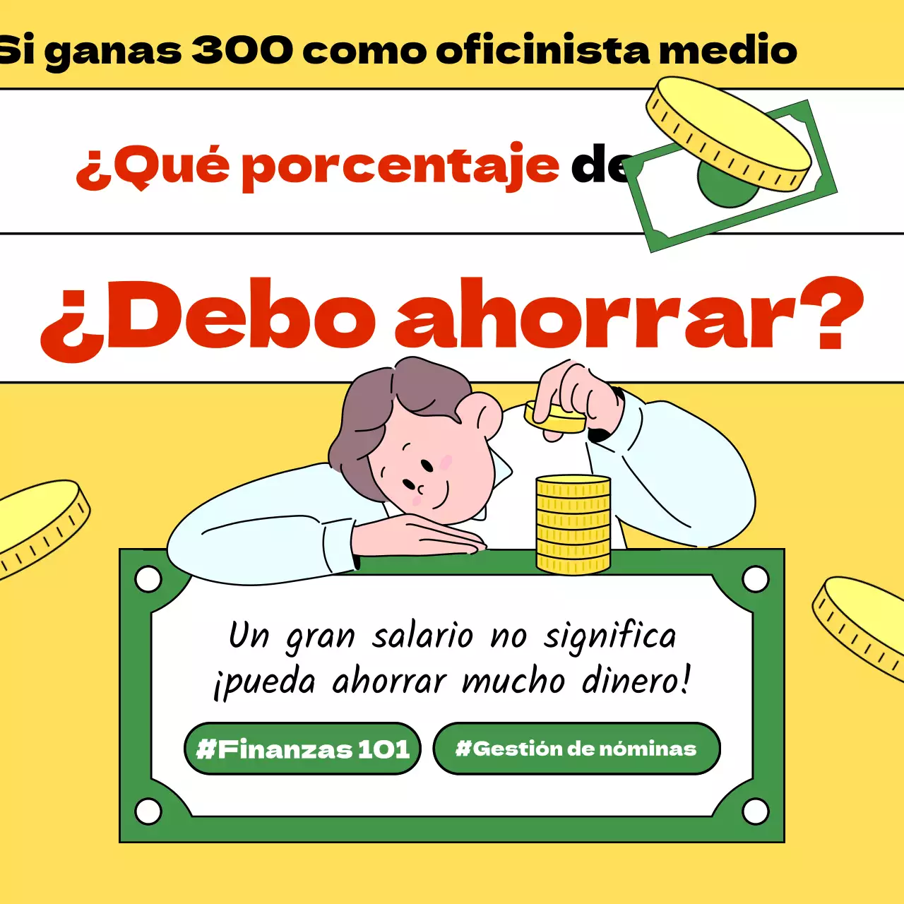 Promover un curso de educación financiera moderno, amarillo y verde