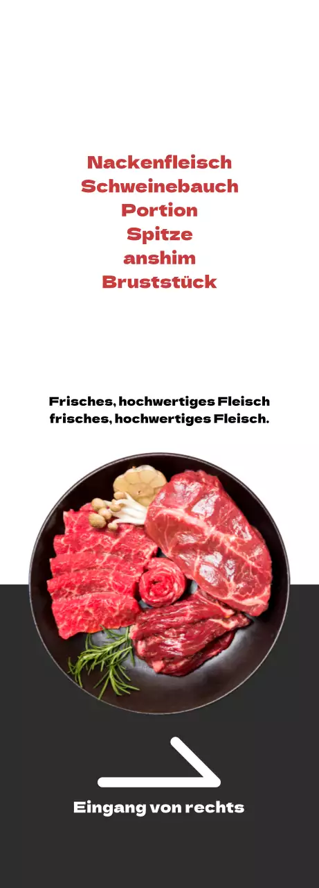 Bewerben Sie Ihre Metzgerei mit einem sauberen weiß-grauen Look