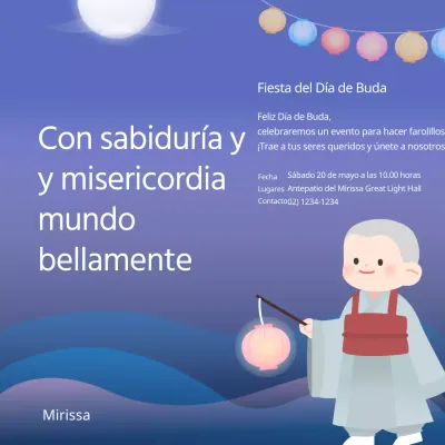 Cielo índigo nocturno Suave y tranquilo Festival de Linternas del Día de Buda en el monasterio de Dongzhi