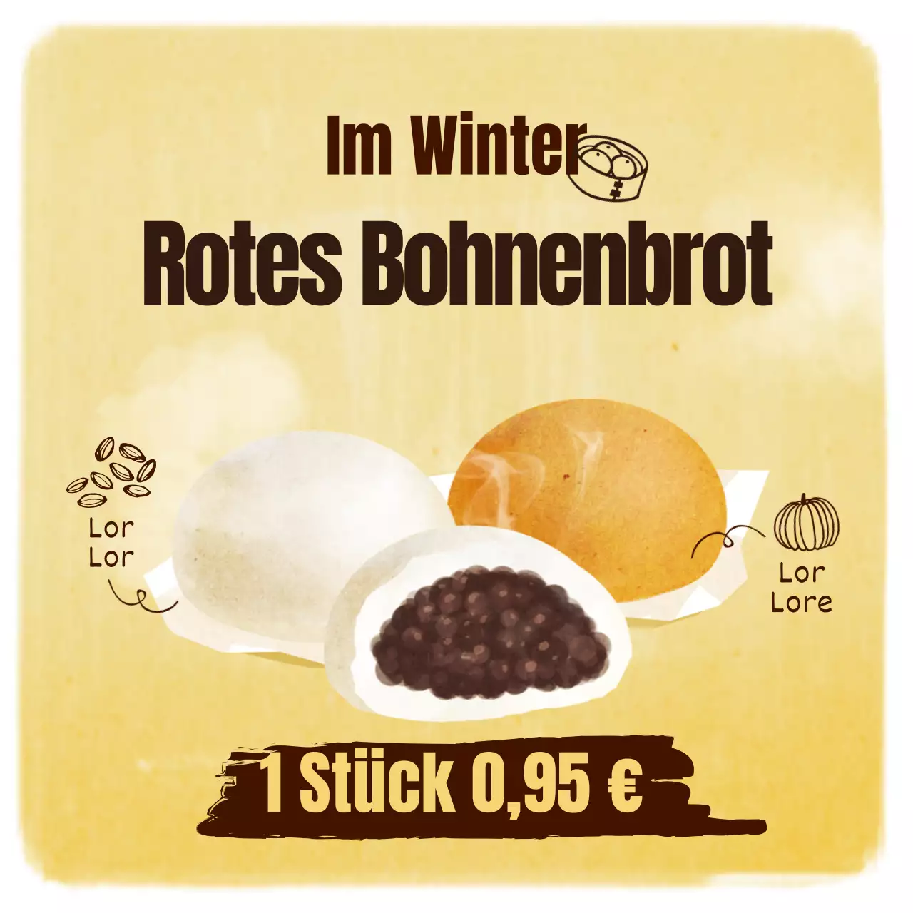 Gelb illustrierte Wintersüßkartoffel