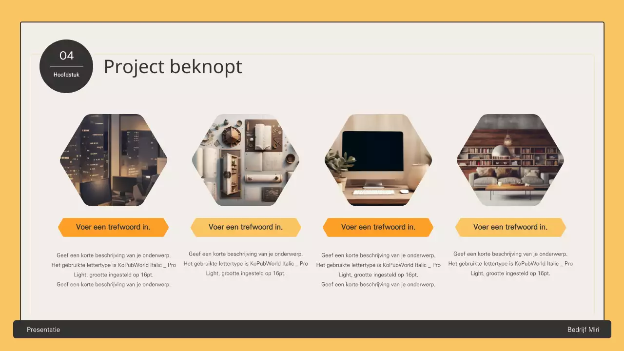 Zakelijk voorstel met gele zeshoekige elementen