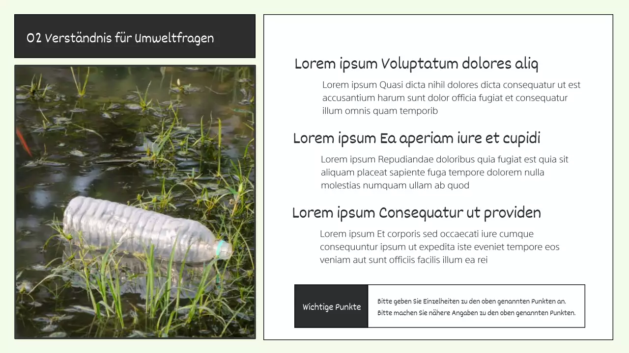 Eine moderne, gelbe und grüne Präsentation zum Thema Umweltschutz