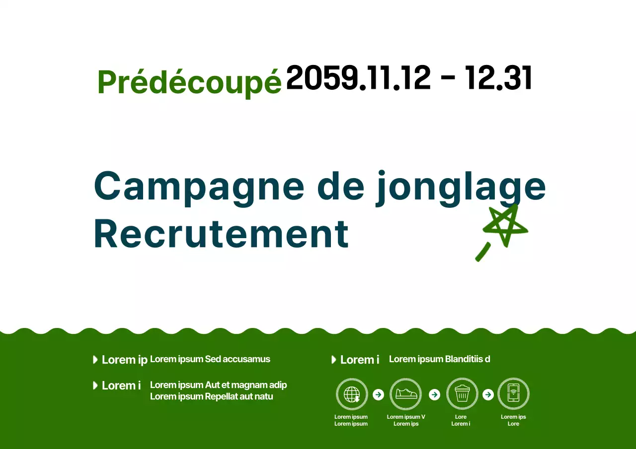 Une campagne simple et mignonne dans le style illustration en bleu marine et vert.