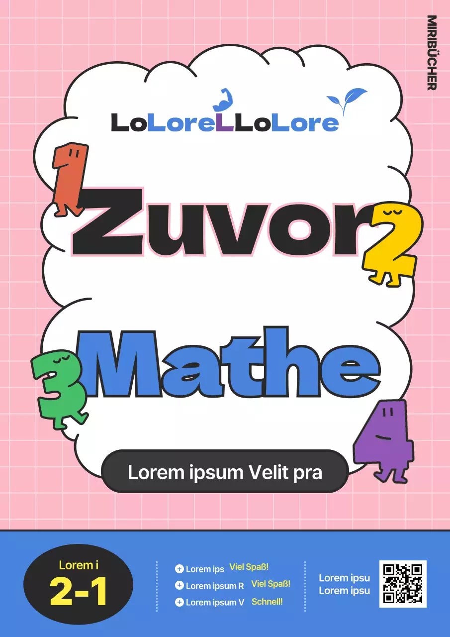 Niedlicher rosa und blauer Mathe-Lehrbuchumschlag für die Grundschule