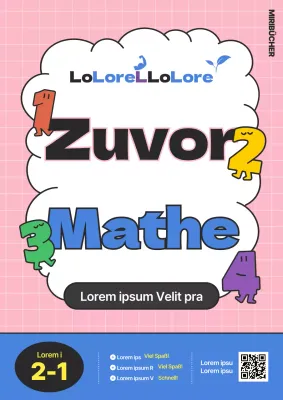 Niedlicher rosa und blauer Mathe-Lehrbuchumschlag für die Grundschule