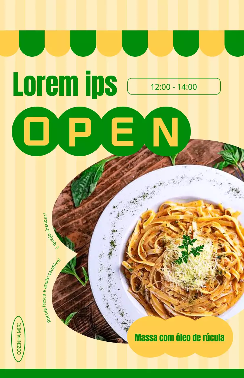 Promova os seus almoços especiais com um bonito fundo amarelo e verde
