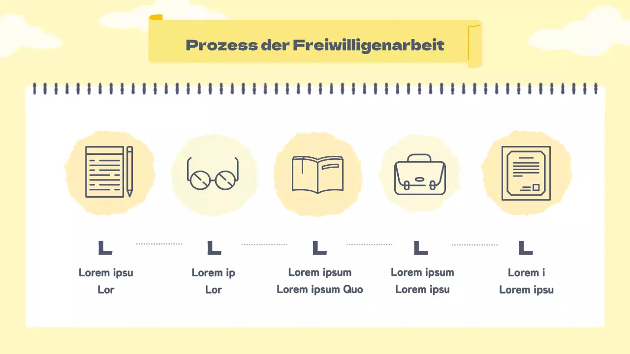 Handzettel für Freiwillige in warmen gelben Pastelltönen
