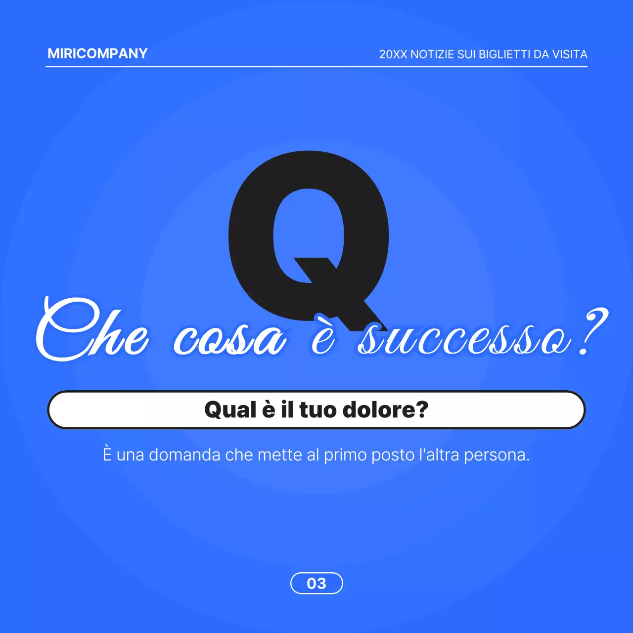 Proposta commerciale minimalista con sfondo blu