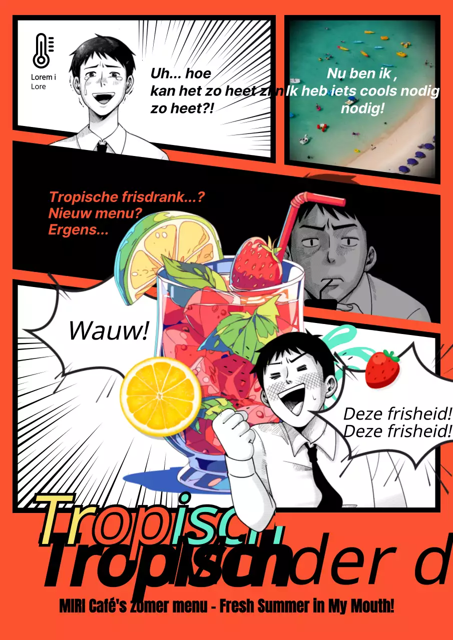 Promoot een nieuw menu met zomerse drankjes in rood en zwart