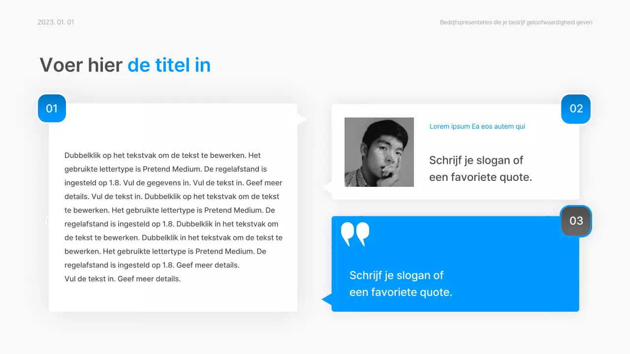 Bedrijfsrapport met een modern kleurverloop in wit en blauw