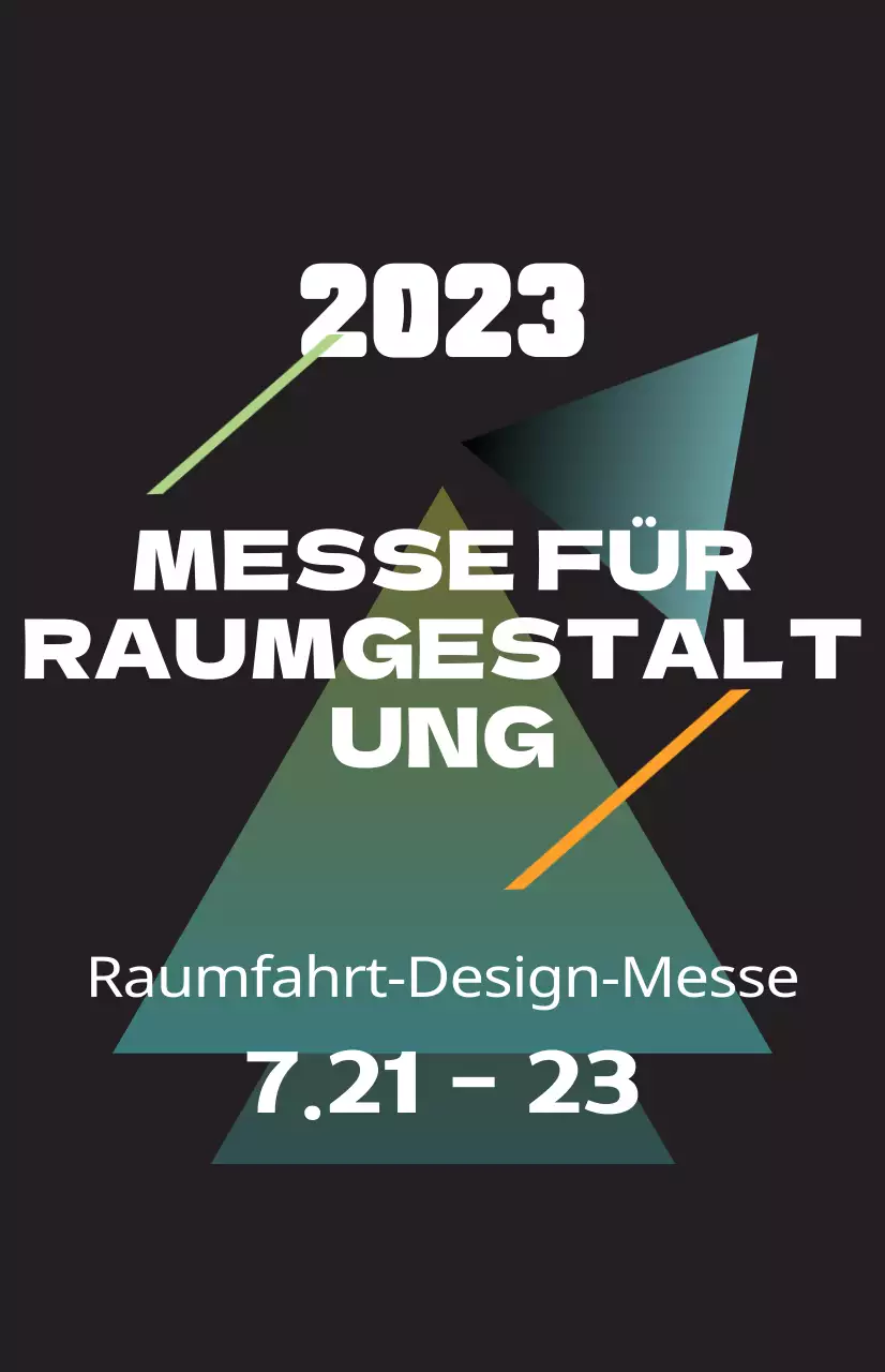 Fördern Sie eine Messe für räumliches Design mit farbenfrohen Illustrationen von Formen und Text.