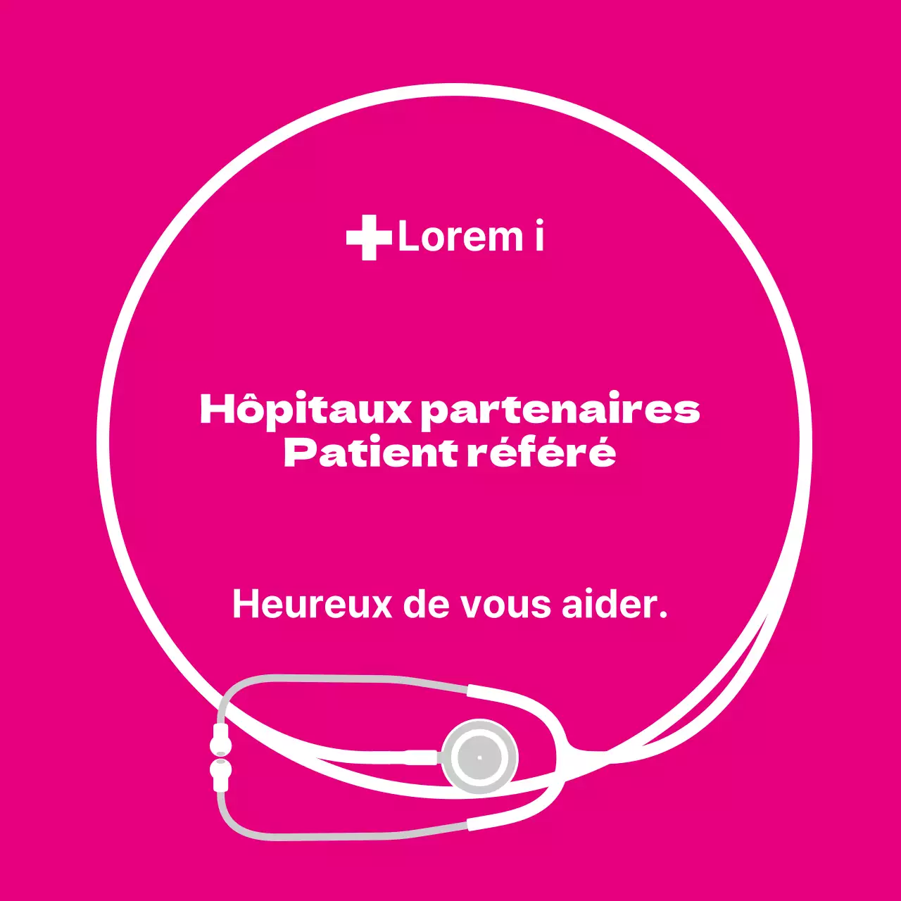 Illustration simple en rose d'une étiquette d'hôpital général