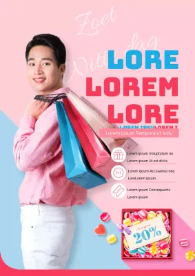 Schattige roze en lichtblauwe flyer voor een evenement op Witte Dag