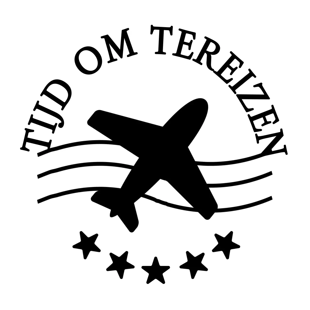 Reisconcept met zwarte sterren en vliegtuigillustratie