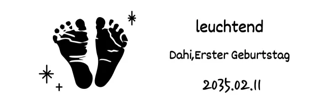 Andenken an den ersten Geburtstag mit dem Fußabdruck eines schwarzen Babys