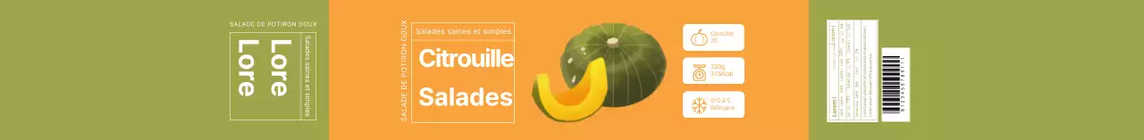 Étiquette de salade de potiron illustrée en jaune