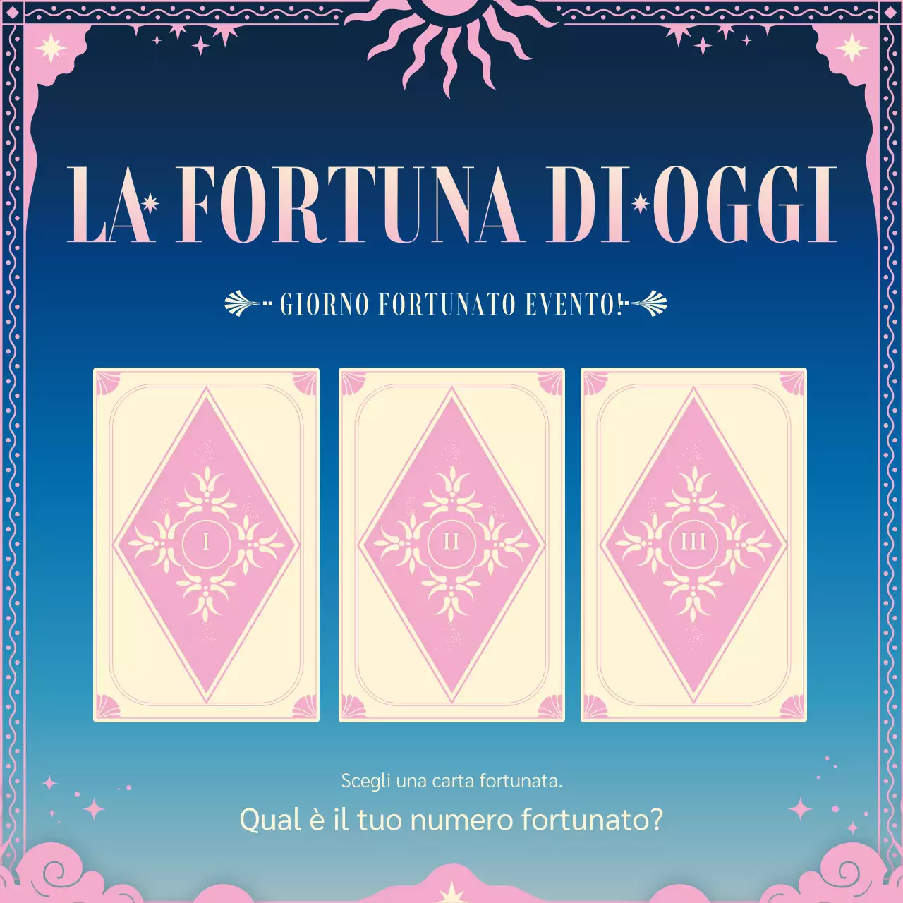 Evento fortunato con concetto di carte dei tarocchi in rosa navy