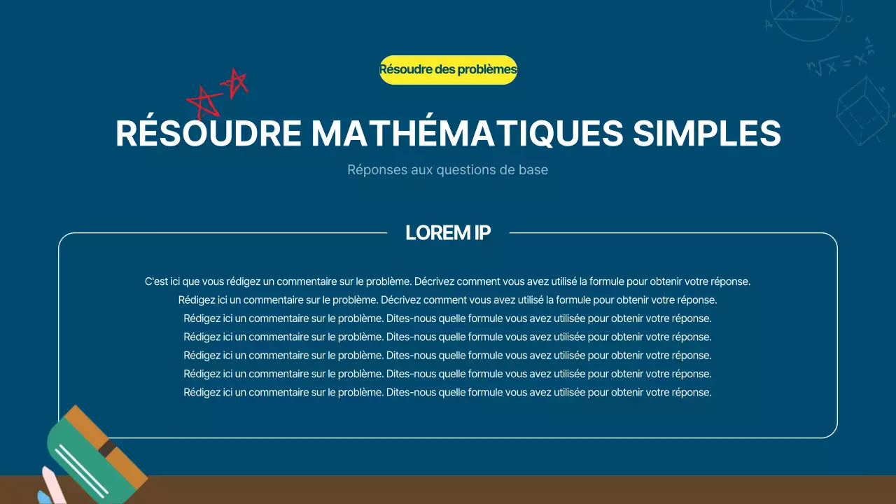 Un livre de mathématiques bleu marine avec un tableau noir kitsch