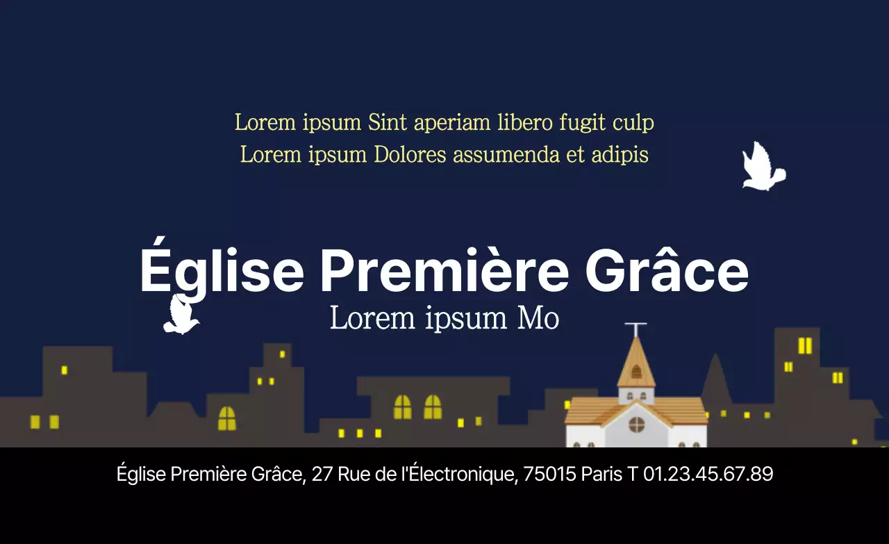 Illustration du ciel nocturne bleu marine église