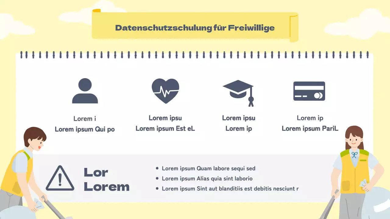 Handzettel für Freiwillige in warmen gelben Pastelltönen