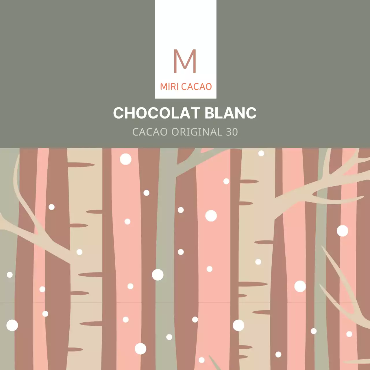 Étiquette pour le chocolat chaud et le thé avec motif d'arbre vert et beige