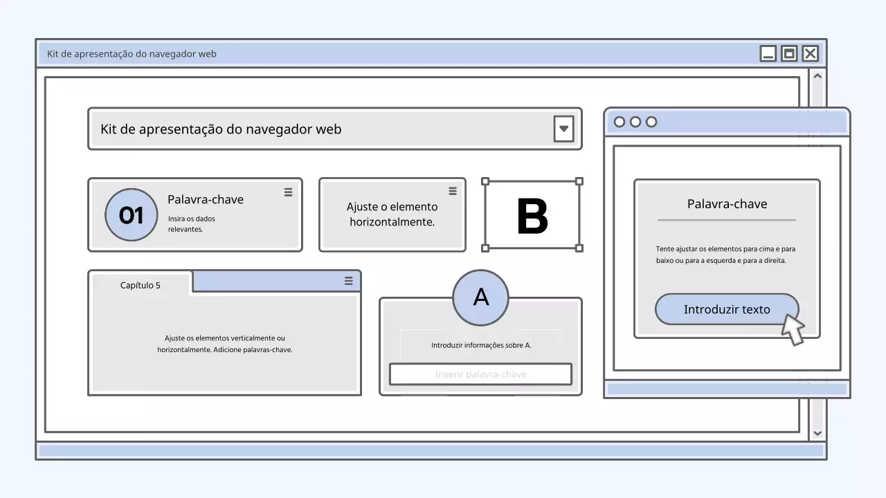 Kit de apresentação com um conceito de navegador azul claro
