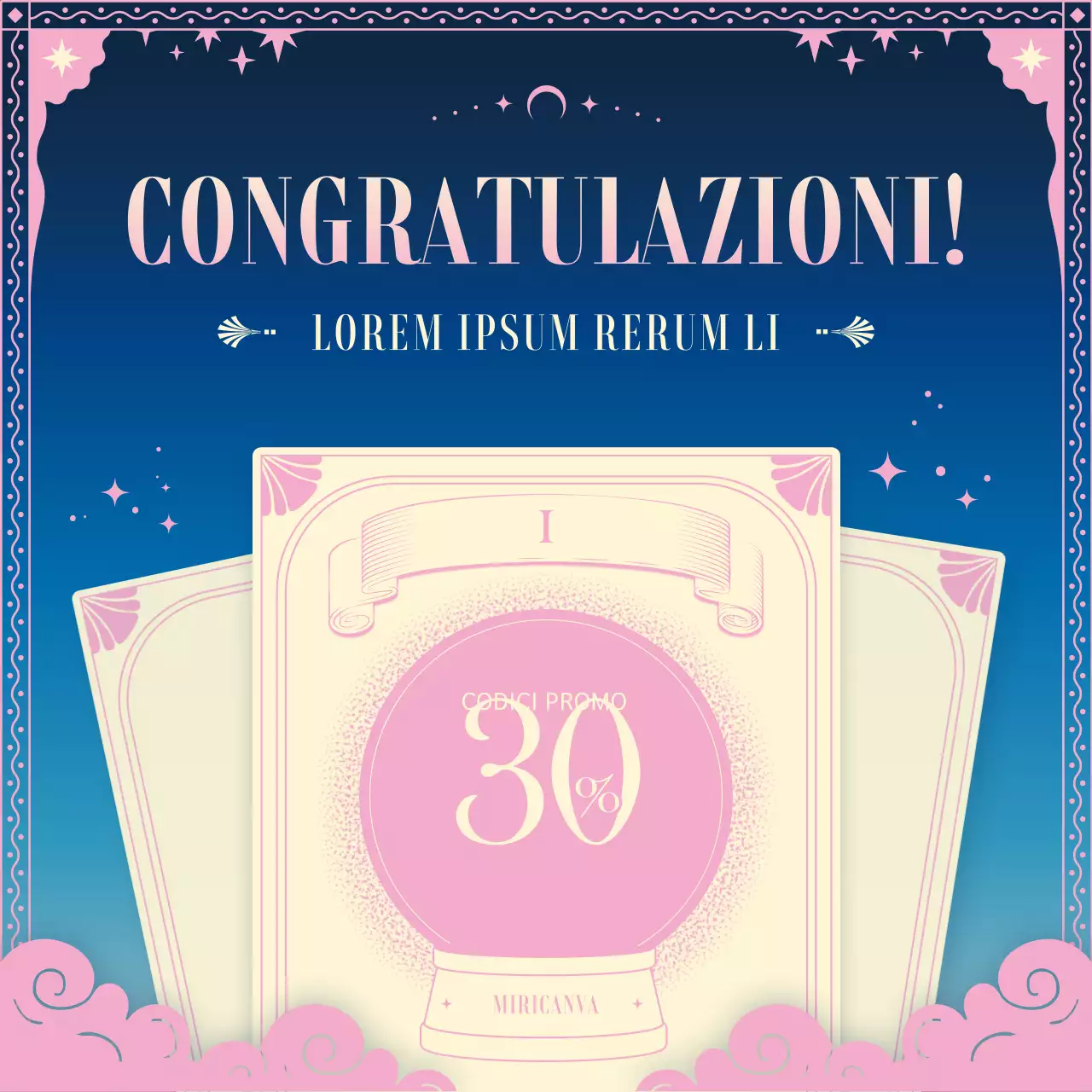 Evento fortunato con concetto di carte dei tarocchi in rosa navy