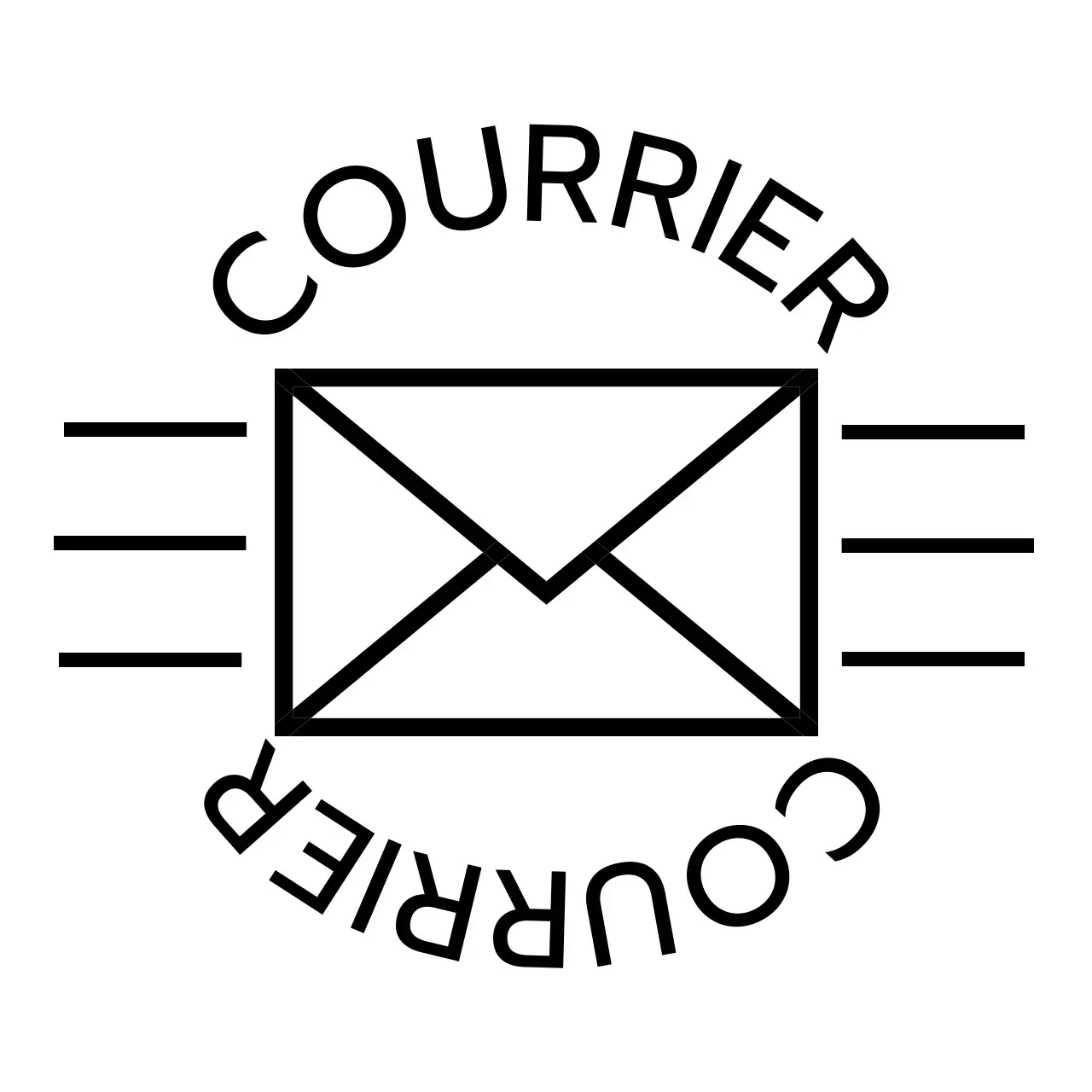 Marchandises avec des icônes et des lignes simples en lettres noires