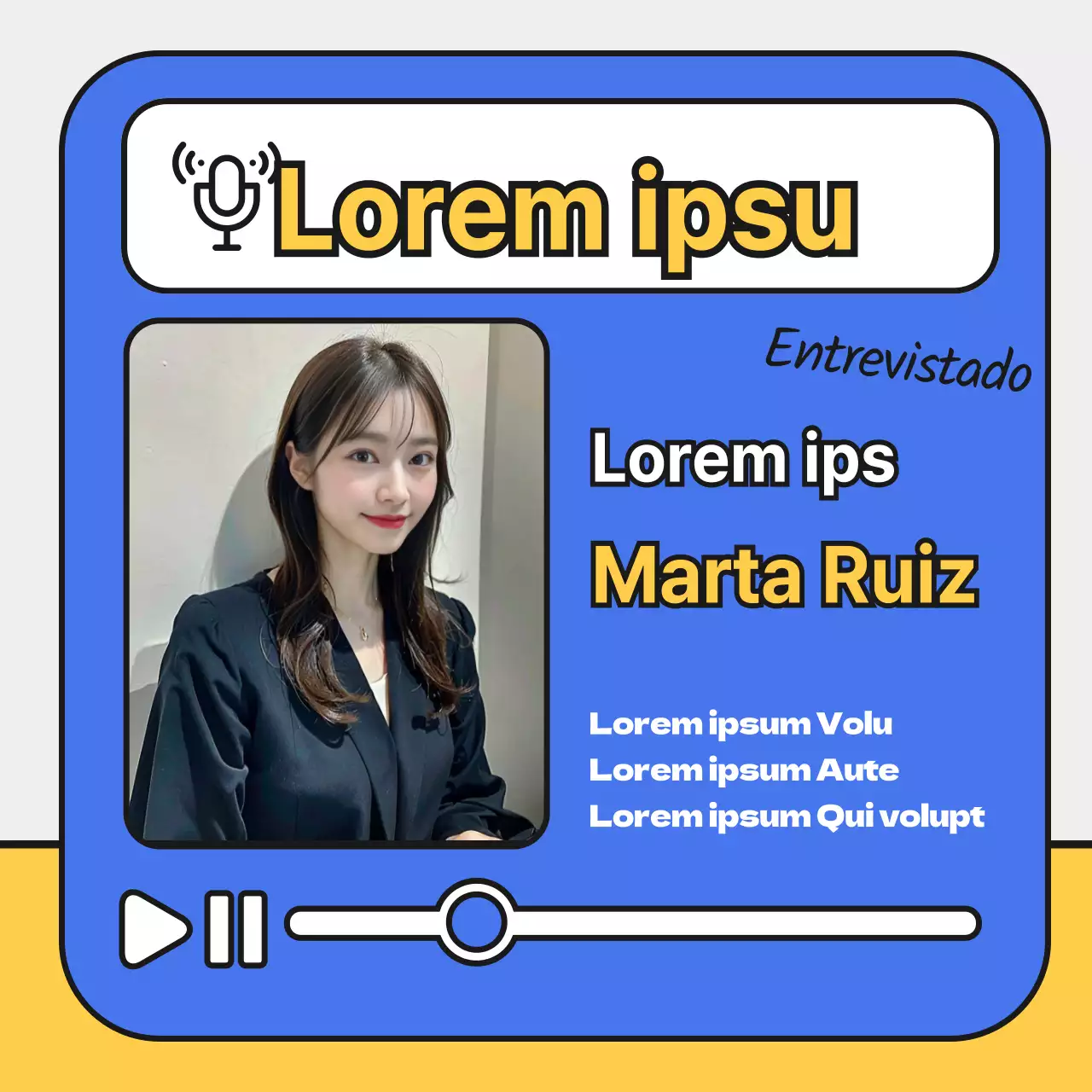 Una sencilla promoción azul y amarilla para una entrevista de trabajo