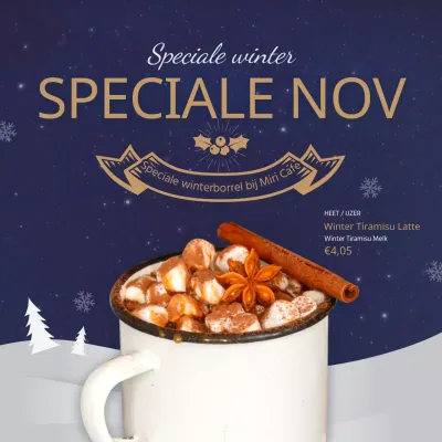 Caféborrel met marineblauw kerstthema