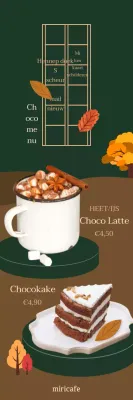 Maak reclame voor herfstige cafédrankjes in groen en bruin